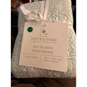 LEVTEX HOME Bay Islands Euro Pillow Sham, Geometric, 26x26, Set Of Two, NWT